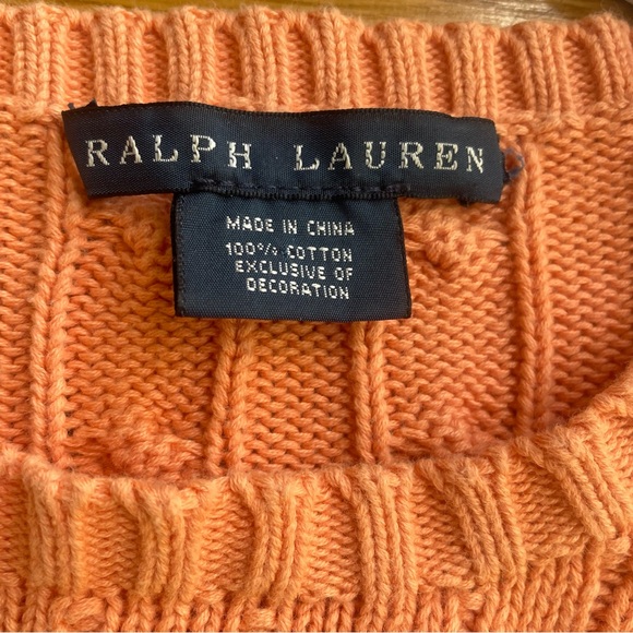 Ralph Lauren Women's Coral Crew Neck Sweater Size Large Cotton Cable Knit - Picture 3 of 5